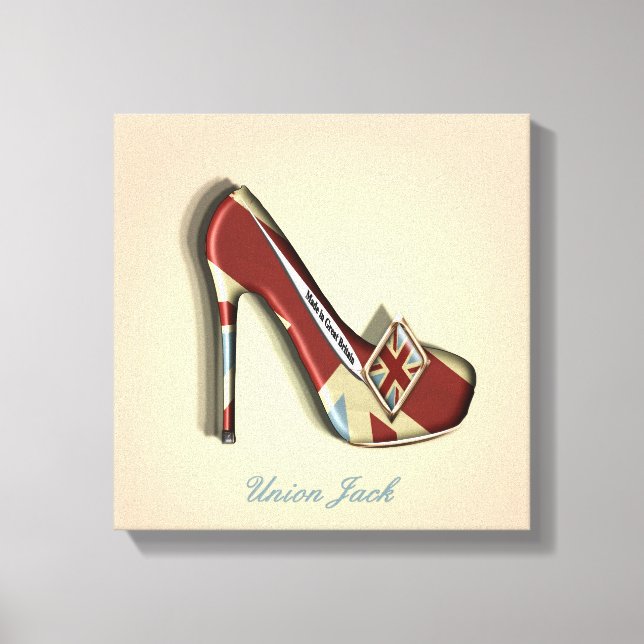 Made In Britain Union Jack Stiletto Shoe Canvas Print (Front)