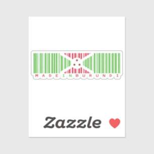 Made in Burundi Barcode Flag Sticker