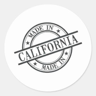 Made In California Stamp Style Logo Symbol Black Classic Round Sticker