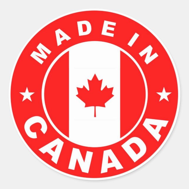 made in canada country flag label round stamp (Front)