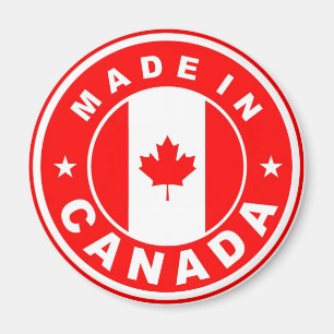 made in canada country flag label round stamp magnet