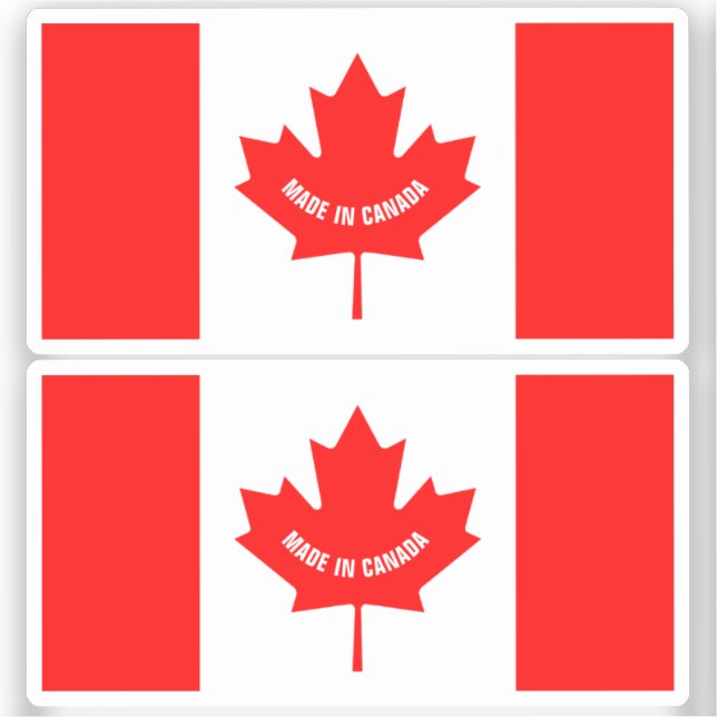 Made in Canada vinyl stickers with Canadian flag (Front)