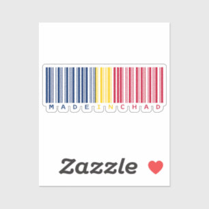 Made in Chad Barcode Flag Sticker