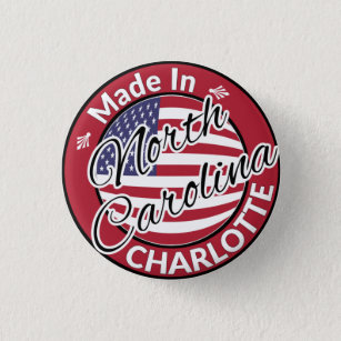 Made in Charlotte North Carolina USA Flag 1 Inch Round Button