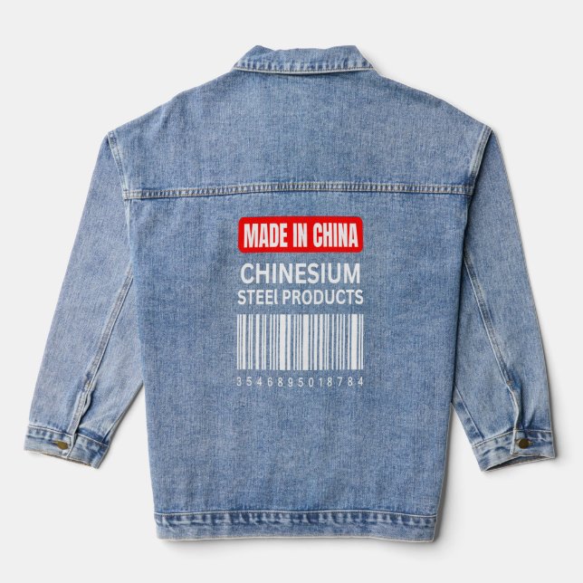 Made in China Chinesium Steal Products red  Denim Jacket (Back)