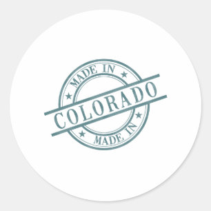 Made In Colorado Stamp Style Logo Symbol Green Classic Round Sticker