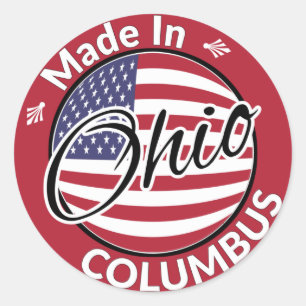 Made in Columbus Ohio United States Flag Classic Round Sticker