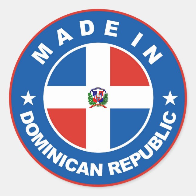 made in dominican republic flag label round stamp (Front)