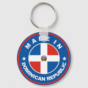 made in dominican republic flag label round stamp keychain