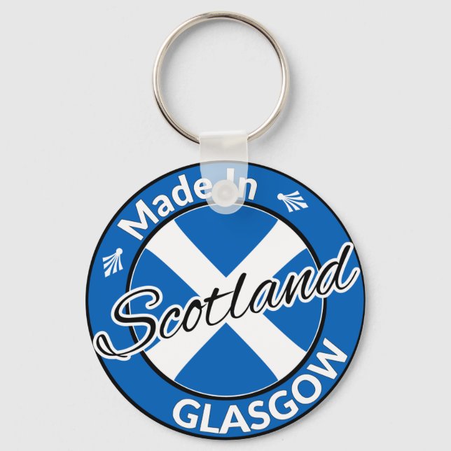 Made in Glasgow Scotland Saltire Flag Keychain (Front)