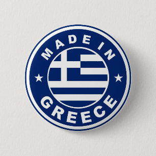 made in greece country flag label round stamp 2 inch round button