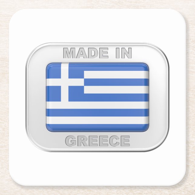 Made in Greece Square Paper Coaster (Front)