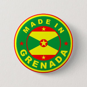 made in grenada country flag product label round 2 inch round button