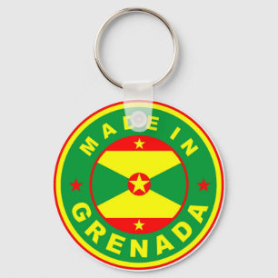 made in grenada country flag product label round keychain
