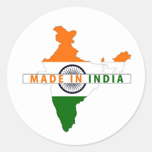 made in india country map shape flag product label