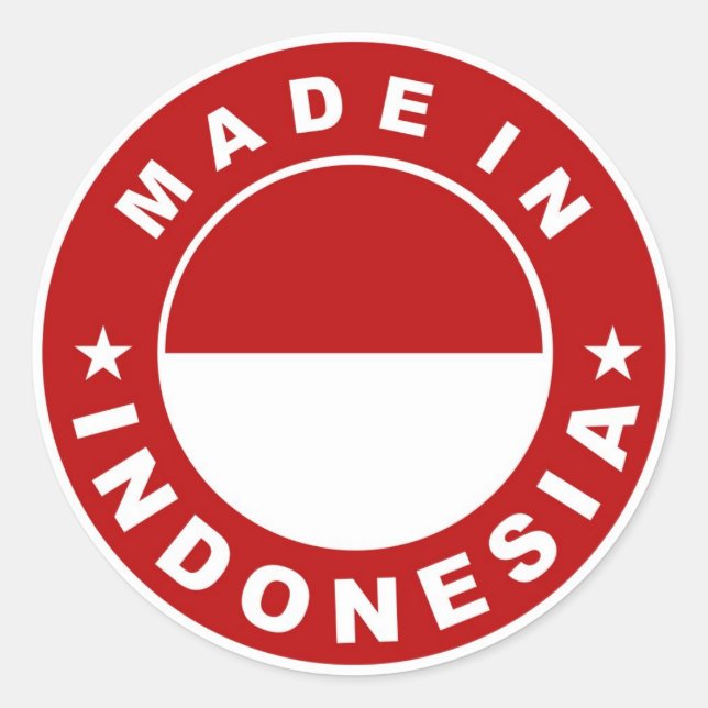 made in indonesia country flag product label round (Front)