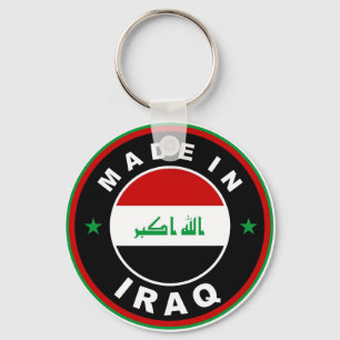 made in iraq country flag label round stamp keychain