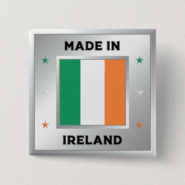 Made In Ireland 2 Inch Square Button (Front)