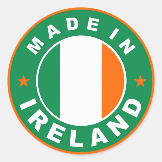 made in ireland country flag product label round