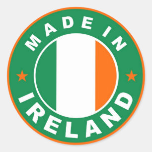 made in ireland country flag product label round