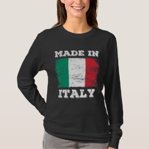 Made In Italy With Italy Flag Novelty Graphic Cool T-Shirt