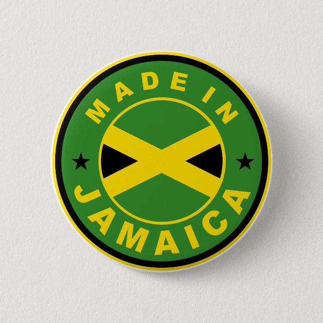 made in jamaica country flag product label round 2 inch round button (Front)