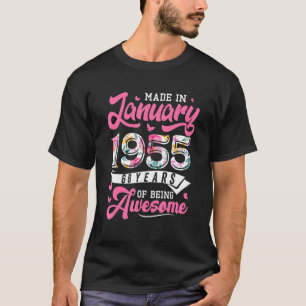 Made In January 1955 Floral 68 Year Old 68th Birth T-Shirt