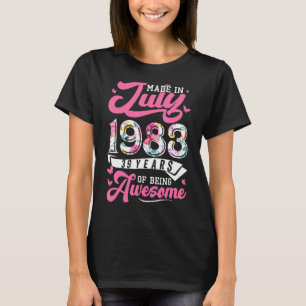 Made In July 1983 Floral 39 Year Old 39th Birthday T-Shirt