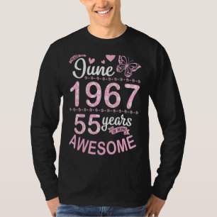 Made In June 1967 Flower Birthday 55 Years Of Bein T-Shirt