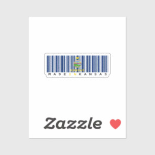 Made in Kansas Barcode Sticker - State Pride