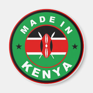 made in kenya country flag product label round magnet