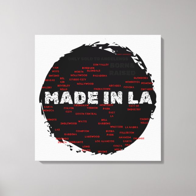 Made In LA Hood Map By Abby Anime (c) Canvas Print (Front)