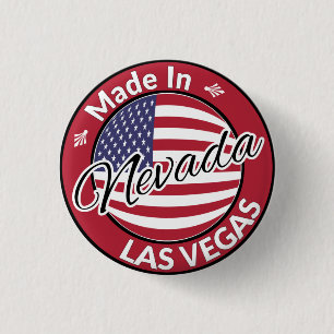 Made in Las Vegas Nevada USA Flag 1 Inch Round Button