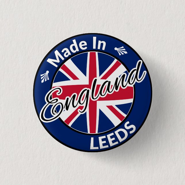 Made in Leeds England Union Jack Flag 1 Inch Round Button (Front)