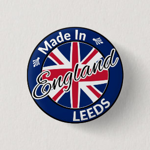 Made in Leeds England Union Jack Flag 1 Inch Round Button