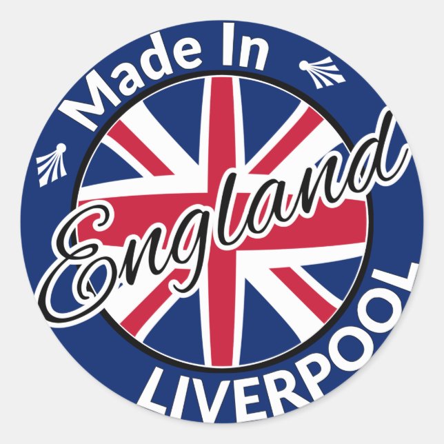 Made in Liverpool England Union Jack Flag Classic Round Sticker (Front)