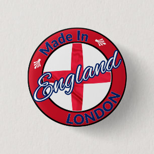 Made in London England St George Flag 1 Inch Round Button