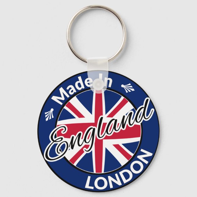 Made in London England Union Jack Flag Keychain (Front)