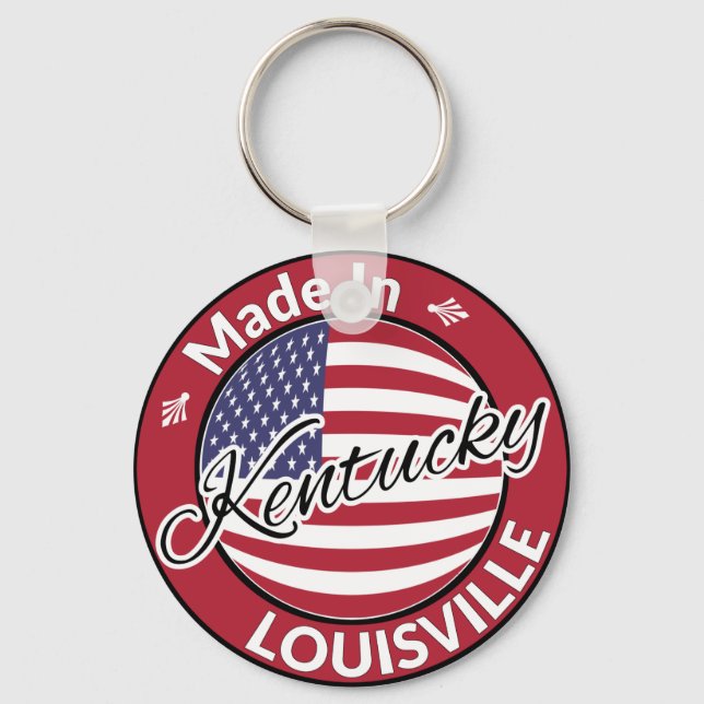 Made in Louisville Kentucky USA Flag Keychain (Front)