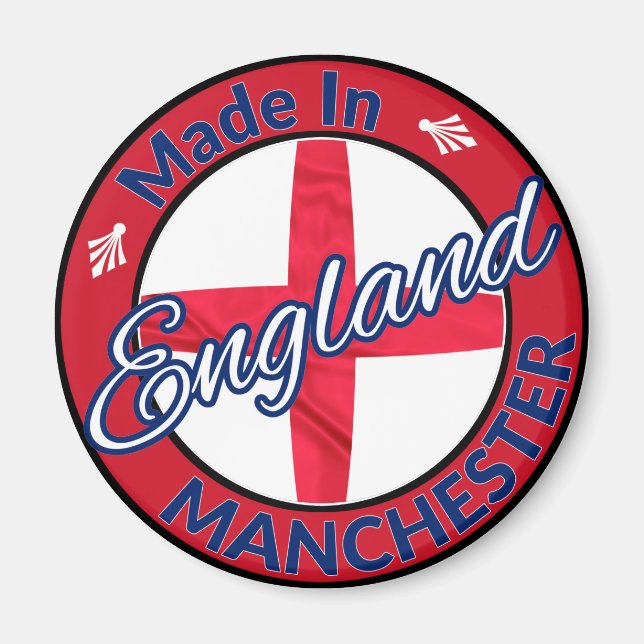 Made in Manchester England St George Flag Magnet (Front)
