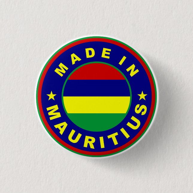 made in mauritius country flag product label round 1 inch round button (Front)