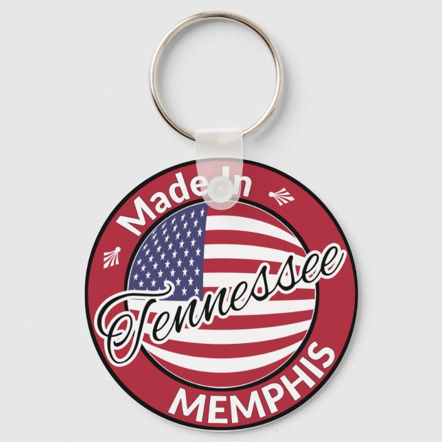 Made in Memphis Tennessee USA Flag Keychain (Front)