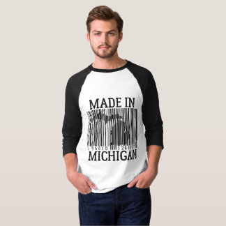 Made In Michigan Barcode Raglan Tee