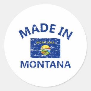 Made in MONTANA United States Flag designs Classic Round Sticker