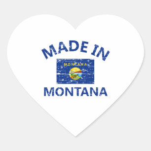 Made in MONTANA United States Flag designs Heart Sticker