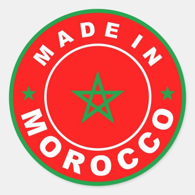 made in morocco country flag product label round (Front)