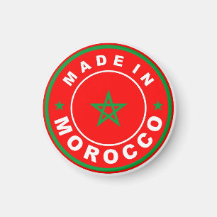 made in morocco country flag product label round magnet