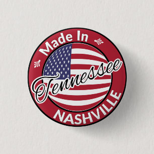 Made in Nashville Tennessee USA Flag 1 Inch Round Button