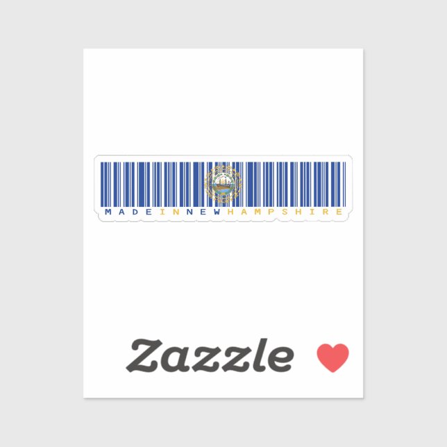 Made in New Hampshire Barcode Flag Sticker – State (Sheet)