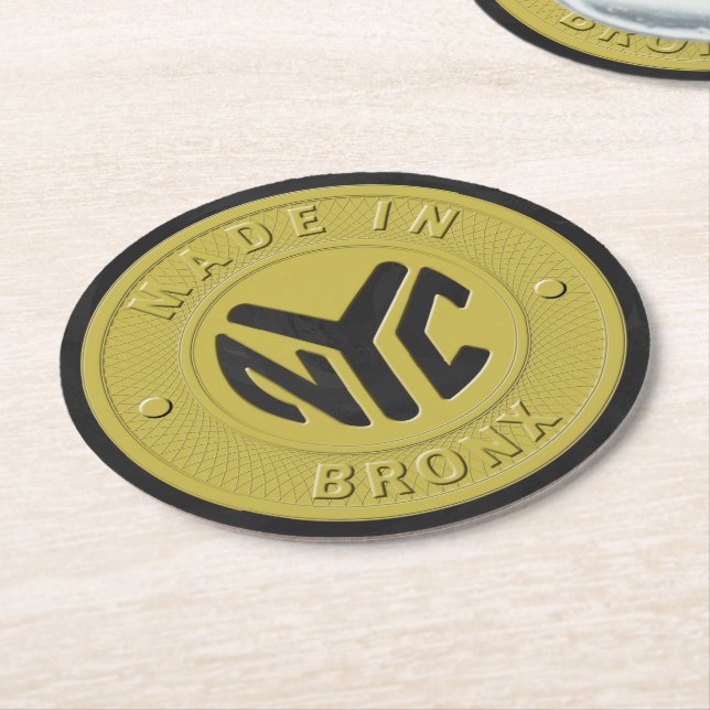 Made In New York Bronx Round Paper Coaster (Angled)